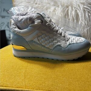 Michael Kors Women's White and Gold Sneakers